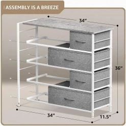 8-Drawer Light Gray Dresser Steel Frame Wood Top Easy Pull Fabric Bins 11.5 in. L x 34 in. W x 36 in. H by Sorbus -Sorbus Sales Store light gray sorbus dressers drw 8d gry 4f 1000