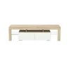 62.99 in. Modern TV Stand Console with LED Lights, Open Shelves and Drawer for TVs up to 60 in., Light Oak and White by ANGELES HOME