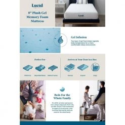 8 in. Plush Gel Memory Foam Tight Top Twin XL Mattress by Lucid Comfort Collection -Sorbus Sales Store lucid comfort collection mattresses lucc08tx45gf a0 1000