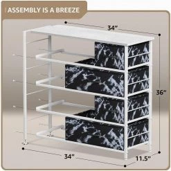 8-Drawer Marble Black Dresser White Frame Wood Top Easy Pull Fabric Bins 11.5 in. L x 34 in. W x 36 in. H by Sorbus -Sorbus Sales Store marble black sorbus dressers drw 8d mbw3 4f 1000