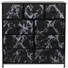 39.5 in. L x 11.5 in. W x 39.5 in. H 9-Drawer Marble Black Rustic Dresser Steel Frame Wood Top Easy Pull Fabric Bins by Sorbus -Sorbus Sales Store marble black sorbus dressers drw 9d mbb2 64 1000