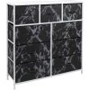 9-Drawer Marble Black with White Frame Dresser Wood Top Easy Pull Fabric Bins 39.5 in. L x 11.5 in. W x 39.5 in. H by Sorbus