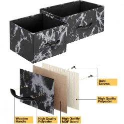 9-Drawer Marble Black with White Frame Dresser Wood Top Easy Pull Fabric Bins 39.5 in. L x 11.5 in. W x 39.5 in. H by Sorbus -Sorbus Sales Store marble black sorbus dressers drw 9d mbw3 fa 1000