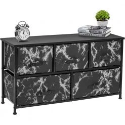 5-Drawer Beige Dresser Steel Frame Wood Top Easy Pull Fabric Bins 11.87 in. L x 39.5 in. W x 24.62 in. H by Sorbus -Sorbus Sales Store marble black sorbus dressers drw cu5 mbb2 c3 1000