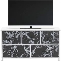 6-Drawer Greige Dresser Steel Frame Wood Top Easy Pull Fabric Bins 11.75 in. L x 31.5 in. W x 24.62 in. H by Sorbus -Sorbus Sales Store marble black sorbus dressers drw cu5 mbw3 1f 1000