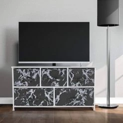 6-Drawer Greige Dresser Steel Frame Wood Top Easy Pull Fabric Bins 11.75 in. L x 31.5 in. W x 24.62 in. H by Sorbus -Sorbus Sales Store marble black sorbus dressers drw cu5 mbw3 31 1000