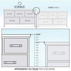 6-Drawer Greige Dresser Steel Frame Wood Top Easy Pull Fabric Bins 11.75 in. L x 31.5 in. W x 24.62 in. H by Sorbus -Sorbus Sales Store marble black sorbus dressers drw cu5 mbw3 76 1000