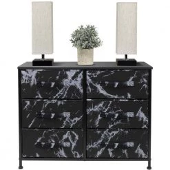 6-Drawer Marble Black Dresser White Frame Wood Top Easy Pull Fabric Bins 11.75 in. L x 31.5 in. W x 24.62 in. H by Sorbus 14 6-Drawer Marble Black Dresser White Frame Wood Top Easy Pull Fabric Bins 11.75 in. L x 31.5 in. W x 24.62 in. H by Sorbus -Sorbus Sales Store marble black sorbus dressers drw cu6 mbb2 4f 1000