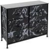 6-Drawer Marble Black Dresser White Frame Wood Top Easy Pull Fabric Bins 11.75 in. L x 31.5 in. W x 24.62 in. H by Sorbus