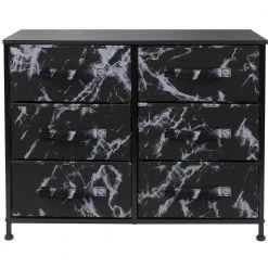 6-Drawer Marble Black Dresser White Frame Wood Top Easy Pull Fabric Bins 11.75 in. L x 31.5 in. W x 24.62 in. H by Sorbus 18 6-Drawer Marble Black Dresser White Frame Wood Top Easy Pull Fabric Bins 11.75 in. L x 31.5 in. W x 24.62 in. H by Sorbus -Sorbus Sales Store marble black sorbus dressers drw cu6 mbb2 76 1000