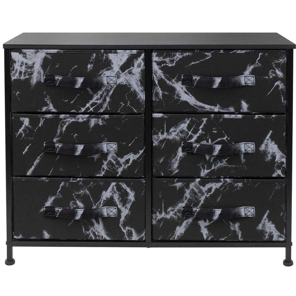 6-Drawer Marble Black Dresser White Frame Wood Top Easy Pull Fabric Bins 11.75 in. L x 31.5 in. W x 24.62 in. H by Sorbus 10 6-Drawer Marble Black Dresser White Frame Wood Top Easy Pull Fabric Bins 11.75 in. L x 31.5 in. W x 24.62 in. H by Sorbus - Image 8