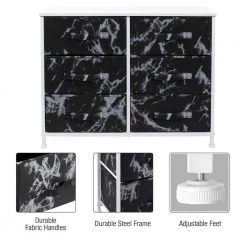 6-Drawer Brown Dresser Steel Frame Wood Top Easy Pull Fabric Bins 11.75 in. L x 31.5 in. W x 24.62 in. H by Sorbus -Sorbus Sales Store marble black sorbus dressers drw cu6 mbw3 44 1000