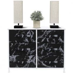 6-Drawer Brown Dresser Steel Frame Wood Top Easy Pull Fabric Bins 11.75 in. L x 31.5 in. W x 24.62 in. H by Sorbus -Sorbus Sales Store marble black sorbus dressers drw cu6 mbw3 4f 1000