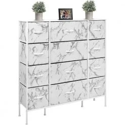 5-Drawer Greige Dresser Steel Frame Wood Top Easy Pull Fabric Bins 11.87 in. L x 39.5 in. W x 24.62 in. H by Sorbus -Sorbus Sales Store marble white sorbus dressers drw 12d mww1 4f 1000