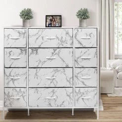 5-Drawer Greige Dresser Steel Frame Wood Top Easy Pull Fabric Bins 11.87 in. L x 39.5 in. W x 24.62 in. H by Sorbus -Sorbus Sales Store marble white sorbus dressers drw 12d mww1 c3 1000