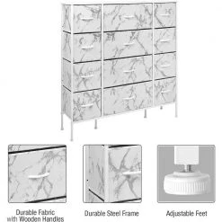 5-Drawer Greige Dresser Steel Frame Wood Top Easy Pull Fabric Bins 11.87 in. L x 39.5 in. W x 24.62 in. H by Sorbus -Sorbus Sales Store marble white sorbus dressers drw 12d mww1 fa 1000