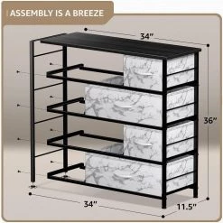 8-Drawer Marble White Dresser Black Frame Wood Top Easy Pull Fabric Bins 11.5 in. L x 34 in. W x 36 in. H by Sorbus -Sorbus Sales Store marble white sorbus dressers drw 8d mwb4 4f 1000