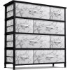 8-Drawer Marble White Dresser Black Frame Wood Top Easy Pull Fabric Bins 11.5 in. L x 34 in. W x 36 in. H by Sorbus 1 8-Drawer Marble White Dresser Black Frame Wood Top Easy Pull Fabric Bins 11.5 in. L x 34 in. W x 36 in. H by Sorbus -Sorbus Sales Store marble white sorbus dressers drw 8d mwb4 64 1000