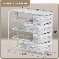 8-Drawer Marble White Dresser White Frame Wood Top Easy Pull Fabric Bins 11.5 in. L x 34 in. W x 36 in. H by Sorbus -Sorbus Sales Store marble white sorbus dressers drw 8d mww1 4f 1000