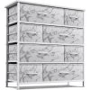 8-Drawer Marble White Dresser White Frame Wood Top Easy Pull Fabric Bins 11.5 in. L x 34 in. W x 36 in. H by Sorbus -Sorbus Sales Store marble white sorbus dressers drw 8d mww1 64 1000