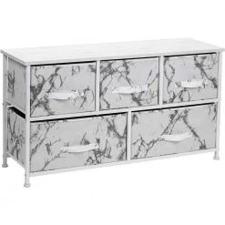 5-Drawer Gray Dresser Steel Frame Wood Top Easy Pull Fabric Bins 11.87 in. L x 39.5 in. W x 24.62 in. H by Sorbus -Sorbus Sales Store marble white sorbus dressers drw cu5 mww1 4f 1000