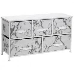 5-Drawer Gray Dresser Steel Frame Wood Top Easy Pull Fabric Bins 11.87 in. L x 39.5 in. W x 24.62 in. H by Sorbus