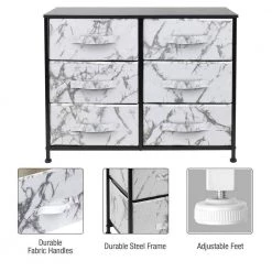 6-Drawer Marble Black Dresser Black Frame Wood Top Easy Pull Fabric Bins 11.75 in. L x 31.5 in. W x 24.62 in. H by Sorbus -Sorbus Sales Store marble white sorbus dressers drw cu6 mwb4 44 1000