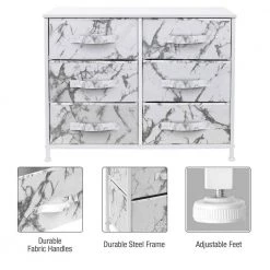 6-Drawer Black Dresser Steel Frame Wood Top Easy Pull Fabric Bins 11.75 in. L x 31.5 in. W x 24.62 in. H by Sorbus -Sorbus Sales Store marble white sorbus dressers drw cu6 mww1 44 1000