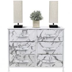 6-Drawer Black Dresser Steel Frame Wood Top Easy Pull Fabric Bins 11.75 in. L x 31.5 in. W x 24.62 in. H by Sorbus -Sorbus Sales Store marble white sorbus dressers drw cu6 mww1 4f 1000