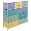 9-Drawer Multi Pastel Steel Frame Dresser Wood Top Easy Pull Fabric Bins 39.5 in. L x 11.5 in. W x 39.5 in. H by Sorbus -Sorbus Sales Store multi pastel color sorbus kids dressers drw 9d pas 64 1000