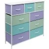 9-Drawer Multi Pastel Metal Frame Dresser Wood Top Easy Pull Fabric Bins 39.5 in. L x 11.5 in. W x 39.5 in. H by Sorbus