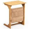 14 in. Natural 24.5 in. C-Shape Bamboo End Table with Storage Bag by ANGELES HOME