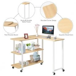 31.5 in. Natural Wood 360° Rotating Sofa End Side Table with Storage Shelves and Wheels by ANGELES HOME -Sorbus Sales Store natural angeles home end side tables hw63 8ck 073na 1f 1000