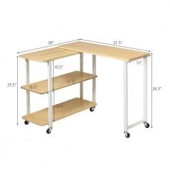 31.5 in. Natural Wood 360° Rotating Sofa End Side Table with Storage Shelves and Wheels by ANGELES HOME -Sorbus Sales Store natural angeles home end side tables hw63 8ck 073na 4f 1000