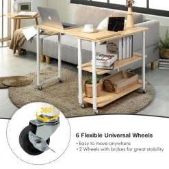 31.5 in. Natural Wood 360° Rotating Sofa End Side Table with Storage Shelves and Wheels by ANGELES HOME -Sorbus Sales Store natural angeles home end side tables hw63 8ck 073na c3 1000