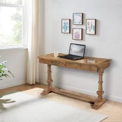 48 x 24.5 x 31 in. Rectangular Wood Natural Aiden Pedestal Writing Desk by FirsTime & Co. -Sorbus Sales Store natural firstime co writing desks 70319 31 1000