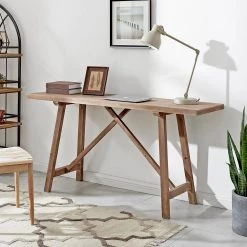 63 x 18 x 31.5 in. Rectangular Wood Natural Sheppard Trestle Writing Desk by FirsTime & Co. -Sorbus Sales Store natural firstime co writing desks 70422 31 1000