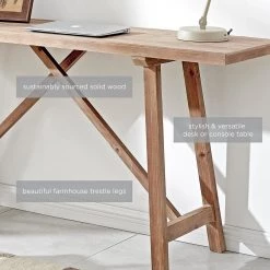 63 x 18 x 31.5 in. Rectangular Wood Natural Sheppard Trestle Writing Desk by FirsTime & Co. -Sorbus Sales Store natural firstime co writing desks 70422 fa 1000