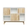 29.92 in. H x 39.37 in. W 6-Shelf Bookcase with Open Storage Space, Oak & White, Floor Standing Display Cabinet Rack by ANGELES HOME