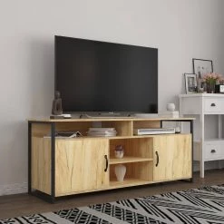 57.87 in. Modern Oak Media Console Cabinet TV Stand for TVs Upto 55 in. by ANGELES HOME 23 57.87 in. Modern Oak Media Console Cabinet TV Stand for TVs Upto 55 in. by ANGELES HOME -Sorbus Sales Store oak angeles home tv stands myf37253r 31 1000