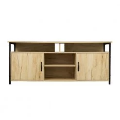 57.87 in. Modern Oak Media Console Cabinet TV Stand for TVs Upto 55 in. by ANGELES HOME