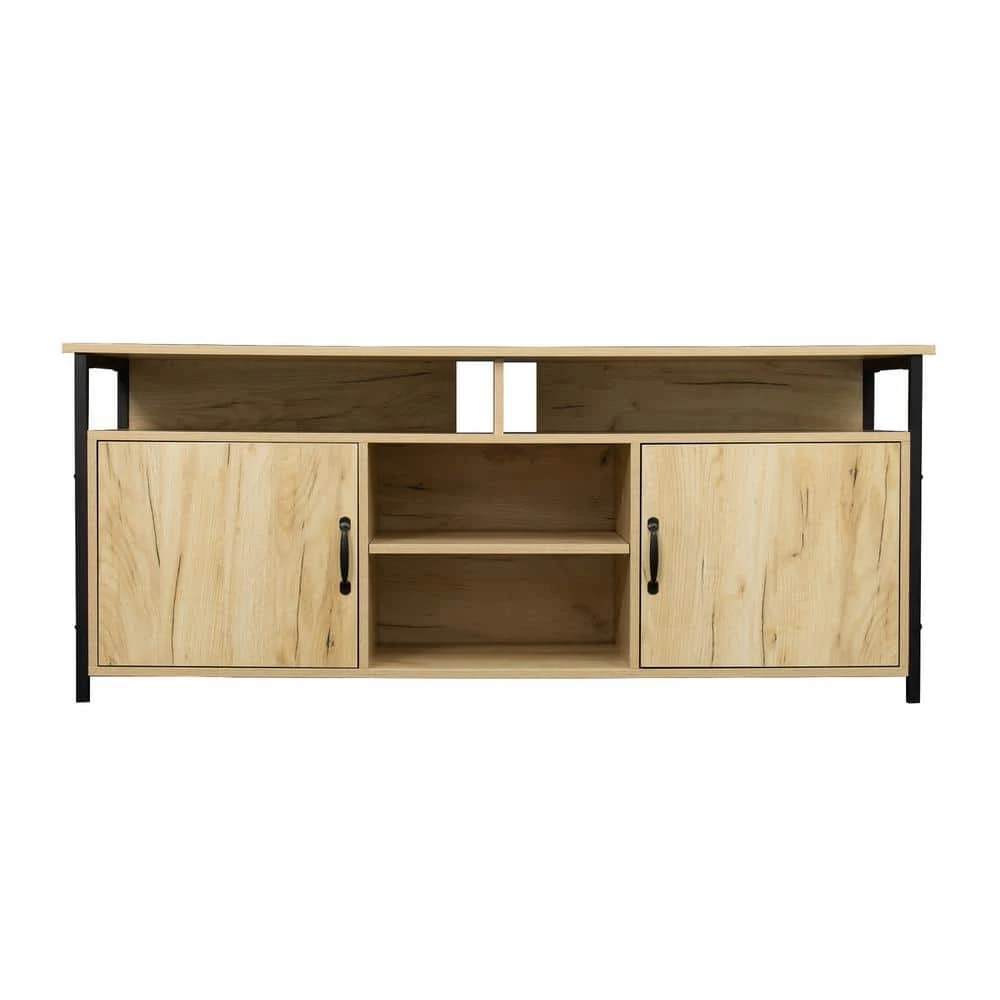 57.87 in. Modern Oak Media Console Cabinet TV Stand for TVs Upto 55 in. by ANGELES HOME 3 57.87 in. Modern Oak Media Console Cabinet TV Stand for TVs Upto 55 in. by ANGELES HOME