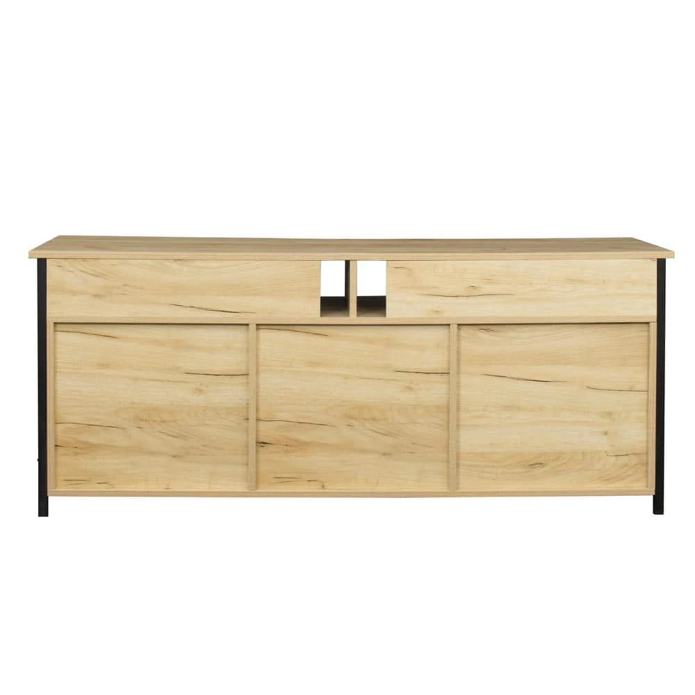 57.87 in. Modern Oak Media Console Cabinet TV Stand for TVs Upto 55 in. by ANGELES HOME 7 57.87 in. Modern Oak Media Console Cabinet TV Stand for TVs Upto 55 in. by ANGELES HOME - Image 5