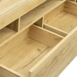 63 in. Oak Wooden TV Stand with 2 Storage Drawers Fits TV's up to 65 in. with RBG LED Lights by ANGELES HOME -Sorbus Sales Store oak angeles home tv stands sa34 9w331739 1f 1000