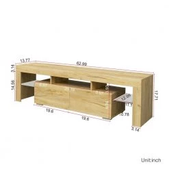 63 in. Oak Wooden TV Stand with 2 Storage Drawers Fits TV's up to 65 in. with RBG LED Lights by ANGELES HOME -Sorbus Sales Store oak angeles home tv stands sa34 9w331739 76 1000