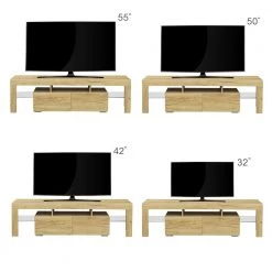 63 in. Oak Wooden TV Stand with 2 Storage Drawers Fits TV's up to 65 in. with RBG LED Lights by ANGELES HOME -Sorbus Sales Store oak angeles home tv stands sa34 9w331739 fa 1000