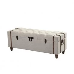 47.5 in. x 18 in. Devon Tufted Linen Upholstered Storage Ottoman by FirsTime & Co.