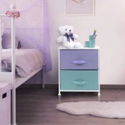 Nighstand 2-Drawer Pastel Dresser 17.75 in. L x 11.87 in. W x 20 in. H by Sorbus -Sorbus Sales Store pastel sorbus dressers drw 2d pas 4f 1000