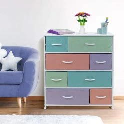 11.5 in. L x 34 in. W x 36 in. H 8-Drawer Pastel Dresser Steel Frame Wood Top Easy Pull Fabric Bins by Sorbus -Sorbus Sales Store pastel sorbus kids dressers drw 8d pas 1f 1000