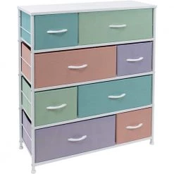 11.5 in. L x 34 in. W x 36 in. H 8-Drawer Pastel Dresser Steel Frame Wood Top Easy Pull Fabric Bins by Sorbus